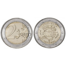 Slovenia 2012 - 2 Euro comemorativa - 10 ani monede si bancnote euro - Cal 1 Slovenia 2012 - 2 Euro comemorativa - 10 ani monede si bancnote euro - Cal 1