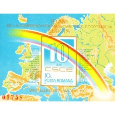 1060 - 10 ani de la Conferinta pentru Securitate si Cooperare in Europa - colita n 1060 - 10 ani de la Conferinta pentru Securitate si Cooperare in Europa - colita n