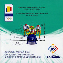 2551a - Team Romania la Jocurile Olimpice de iarna Milano Cortina 2026 - colita s 2551a - Team Romania la Jocurile Olimpice de iarna Milano Cortina 2026 - colita s
