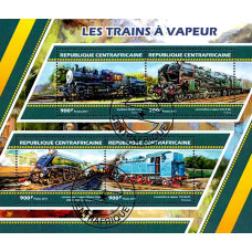 Republica Centrafricana 2017 - Locomotive cu aburi - bloc s