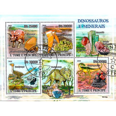 S Tome e Principe 2009 - Dinozauri si minerale - bloc s